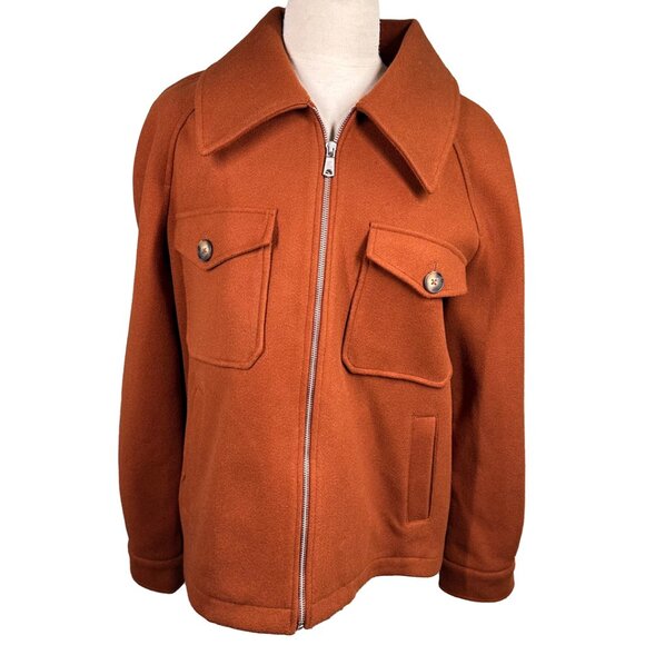 Avec Les Filles Jacket Size L NWOT Rust Orange Zip Front Utility Style - Picture 1 of 8